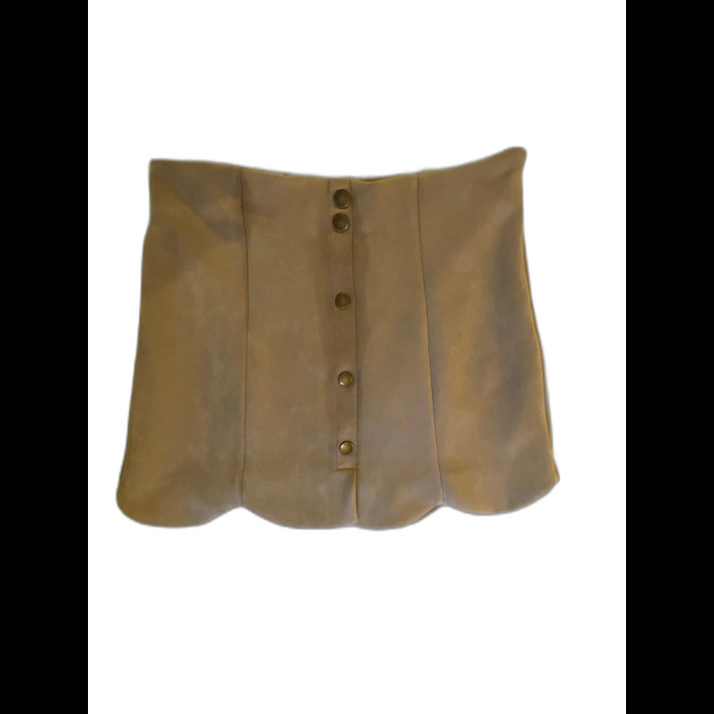 Faux Suede Womens Skirt Medium Scalloped Hem Boho or Cowgirl‎ Western Style